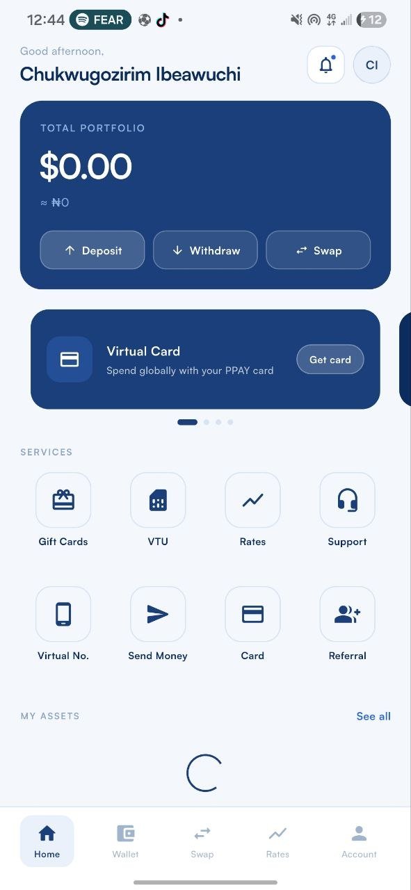 PPAY App Home Screen